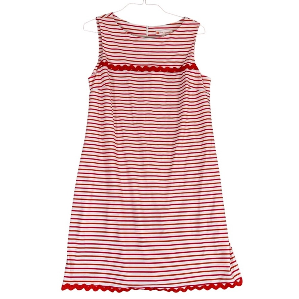 NWT Jude Connally Hattie Summer Stripe Coral Ric-Rac Shift Dress XL Made in USA